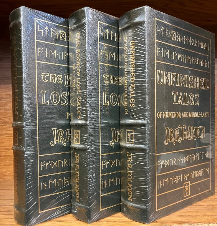 Book: Book of Lost Tales Part One, Book of Lost Tales Part Two, Unfinished Tales of Numenor and Middle Earth (Easton Press Editions, Leather Bound) (Three Volumes)