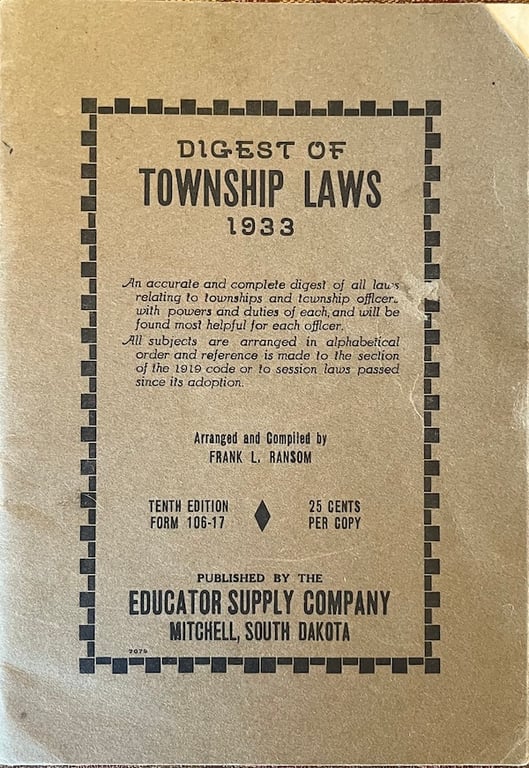 Book: Digest of Township Laws 1933
